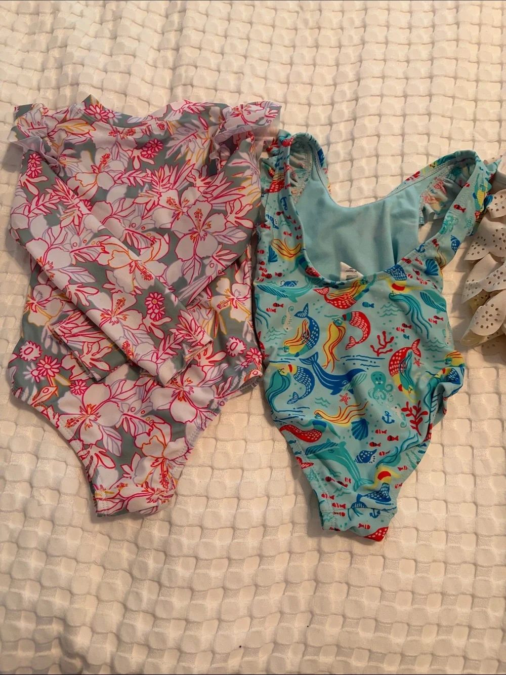 GAP Girls One-Piece Swimsuit - Multicolor Floral, Aqua, Cream, Rainbow